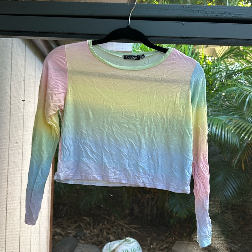 Boohoo Tie Dye Long Sleeve Crop Top